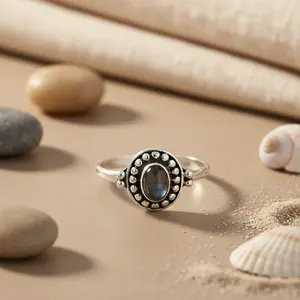 Anillo de Plata 925 con Piedra Lunar para Mujer, Joyería Elegante para Regalo - Product Image 1