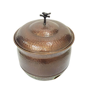 หม้อโลหะทุบสไตล์วินเทจพร้อมที่จับสำหรับนกภาชนะตกแต่งแบบโบราณสำหรับตกแต่งบ้านและห้องครัว - Product Image 2