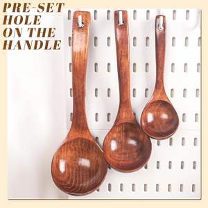 3PCS <b>Wooden</b> Ladle Spoon Set, Non-Stick <b>Wooden</b> Spoons Soup Cooking Spoons Natural Teak Wood <b>Kitchen</b> <b>Utensils</b> for Cooking - Product Image 5