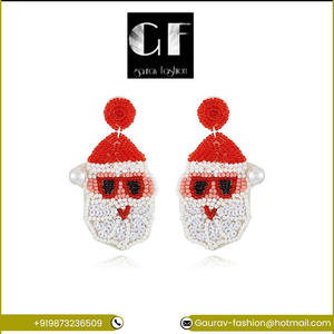 Vente chaude ODM New Christmas Set Boucles d'oreilles plaquées or Boucles d'oreilles goutte et créoles avec perle et diamant d'Inde - Product Image 2