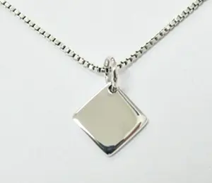 Silver 925 Mini Sqaure Tag Necklace Chain Design Jewelry Wholesale Factory in Thailand