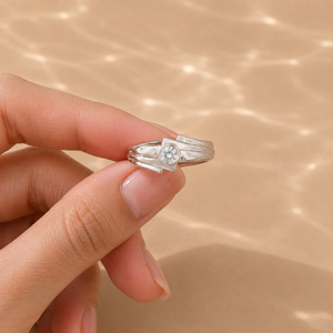 Platinum Princess Cut CZ Promise <b>Ring</b> Rhodium Plated Fine Jewelry - Product Image 2