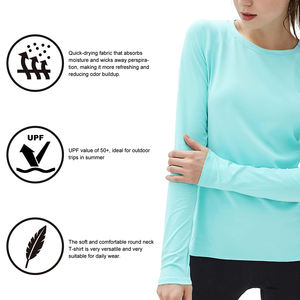 Ropa para exteriores Cuello redondo Slim-Fit Rash Guard Camisetas Protección de la piel para ropa al aire libre Mangas largas Rash Guard para mujeres - Product Image 3