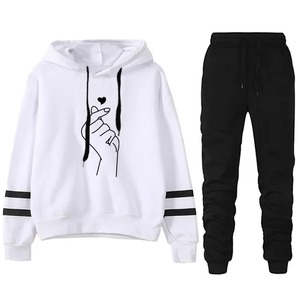 Chándal informal de calidad diaria para mujer, gran oferta, moda Otoño Invierno, sudaderas con capucha, sudadera de una sola raya, pantalones de chándal, comodidad para exteriores - Product Image 1