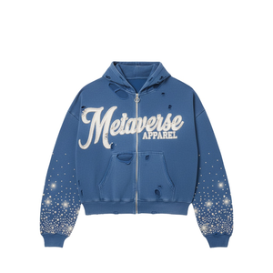 Sweat à capuche Streetwear 100% coton pour hommes, style fermeture éclair, avec broderie tendance et aspect tendance - Product Image 6