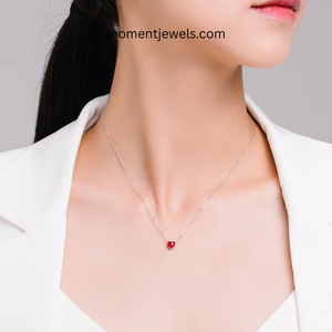 Collar de Plata de Ley 925 con Colgante de Corazón Romántico Chapado en Rodio, Cadena de Eslabones, Joyería para Mujer, Regalo de Boda - Product Image 4