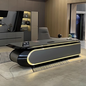 Design CEO Modern Executive L Shaped <b>Large</b> <b>Desk</b> Durable Assemble High Gloss Paint Wood Office Manager Computer Workstation Table - Product Image 1