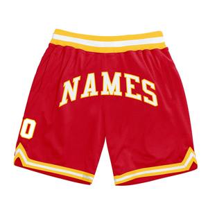 Industrie Direct Engro Sportswear Basketball <b>Shorts</b> Custom Red <b>White</b>-Gold Authentic Throwback Basketball <b>Shorts</b> - Product Image 1