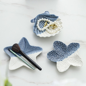 Vassoio piatto di gioielli con stelle marine-anello in <span class=keywords><strong>ceramica</strong></span> e supporto per gingillo-decorazione da tavola in stile oceano per orecchini e conservazione di caramelle - Product Image 3