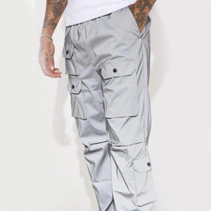 Pantalon cargo pour homme en velours côtelé et polyester mélangé, coupe droite, écologique, sur mesure, streetwear, taille mi-haute élastique - Product Image 4