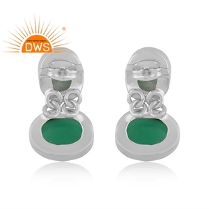 Dernière conception faite à la main Amazonite naturelle et onyx vert boucles d'oreilles pendantes fabricant de bijoux personnalisés - Product Image 2