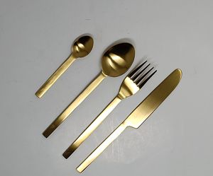 Juego de cubiertos de acero inoxidable dorado de 4 piezas moderno con acabado mate Comedor de lujo para fiestas para hoteles Restaurantes y regalos - Product Image 3