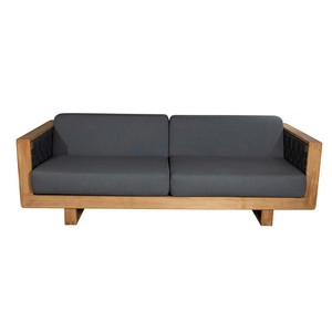 Sofá de madera de teca Natural, mueble de Patio de 3 plazas, color gris oscuro, para exteriores y jardín - Product Image 2