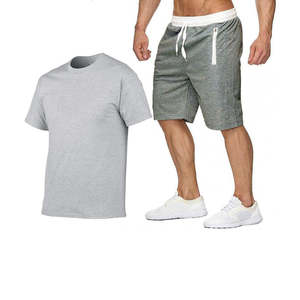 Vêtements de sport décontractés pour hommes en mélange polyester/coton, respirants, pour la course à pied et le jogging, col rond, couleur unie, été - Product Image 3