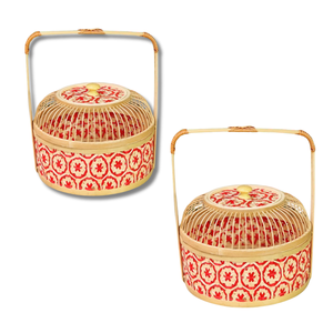 PANIER CADEAU EN BAMBOU à motif floral Élégant, durable et parfait pour toute occasion Panier à fleurs décoratif pour la maison pour l'emballage de cadeaux - Product Image 1