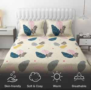 ชุดผ้าปูที่นอนผ้าฝ้ายคุณภาพทันสมัยลายดอกไม้สีพื้นสไตล์คลาสสิกสวมใส่สบายและเหมาะสำหรับให้เป็นของขวัญ3ชิ้น - Product Image 4