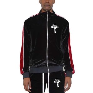 Moda ropa deportiva hombres terciopelo chándal 2 piezas conjunto liso para hombre chándal conjuntos 100% poliéster terciopelo chándal para Unisex - Product Image 1