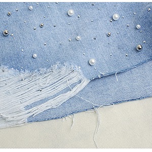 2025 personnalisé femmes Premium en détresse jean Shorts nouveau élégant pierre lavée imprimé Design respirant bouton Rivet décoration - Product Image 4