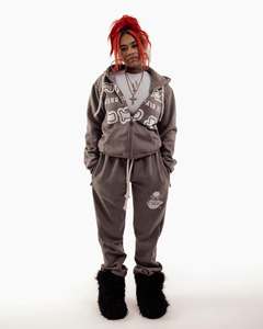 Dongguan Custom Sweatsuit Chándal Sudaderas Impreso Bordado logo Hombres Full Zip up Hoodie and Jogger Set - Product Image 1