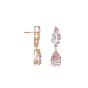 Luxury Rose Gold Plated Pink Pear Cut CZ Drop <b>Earrings</b> for Women Marquise & Round Cubic Zirconia Cluster <b>Dangle</b> <b>Earrings</b> - Product Image 2