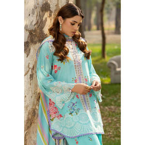 Ensemble 3 pièces imprimé pour la journée, avec manches brodées, pantalon décontracté respirant à taille élastique - OEM/ODM - Product Image 6