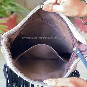 New Arrival Women's Real Cowhide Leather <b>Fur</b> Fringe Handbag Stylish Hot Selling Purse Hair on Hide Bohemian Bags India - Product Image 6