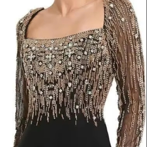 Vestido de fiesta simétrico personalizado para mujer, fabricantes de ropa, cuello cuadrado, hasta la cintura, Maxi, transpirable, antiestático, vestido de diseñador - Product Image 1