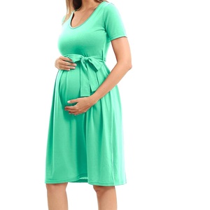 Vestidos de maternidad transpirables diseñados para mamás modernas Vestido de maternidad estirable Impreso Vestidos elegantes sublimados Estilo de vestido - Product Image 2
