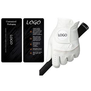 Gants de golf en cuir Cabretta avec logo personnalisé, emballage, paume souple, pour hommes et femmes, sport, blanc, droit, gauche, OEM, couleur, caractéristique, matériau - Product Image 2