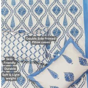 Jaipuri-Ensemble de drap-housse écologique durable en coton biologique imprimé floral 200TC pour la maison, l'hôtel et le mariage. - Product Image 4