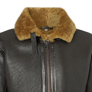 Veste en cuir véritable en cuir de vachette personnalisée en usine veste de motard à col en fourrure à la mode pour hommes veste en cuir pour hommes printemps et automne - Product Image 2