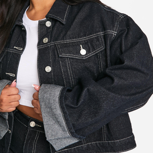 Veste en jean d'extérieur de haute qualité jeunes femmes Logo personnalisable OEM bouton décoration nouvelle Collection veste en jean tenues lavées - Product Image 5