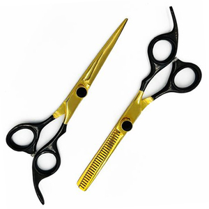 Kit de ciseaux de barbier pour la coupe de cheveux en salon, comprenant des ciseaux à effiler et des ciseaux droits - Product Image 2