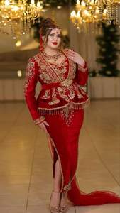 2025 @ algérien traditionnel belle veste-robe pour femme Karakou avec perles de verre en cristal ornées, pierre, perles, travail Dabka - Product Image 2