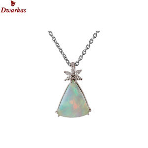 Fine jewelry high quality luxury gold plated 925 sterling silver Ethiopian <b>opal</b> white CZ multi gemstone <b>pendant</b> <b>necklace</b> jewelry - Product Image 5