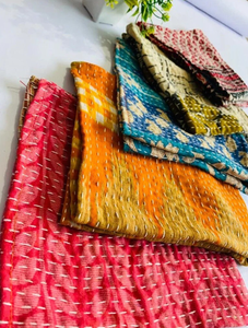 Venta al por mayor moderno personalizable hecho a mano Kantha servilletas colorido bordado cara cubierta hogar cocina comedor mesa de vacaciones - Product Image 3