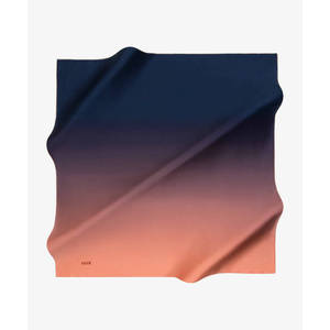 Navy Salmon Gradient Plaid Silk Square Scarf - Product Image 2
