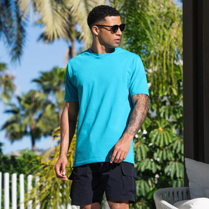 Nouveau T-Shirt de luxe pour hommes personnalisé 100% coton vente en gros surdimensionné col uni longue longueur haute couture numérique écologique rapide - Product Image 1