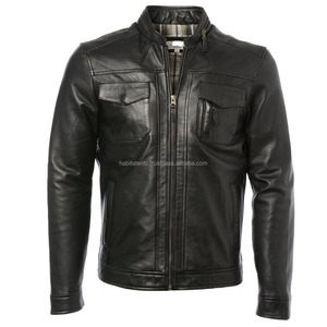Chaqueta de cuero negro azabache para hombre, alta calidad, fabrica prendas de cuero de paquistaní, 2023 - Product Image 1