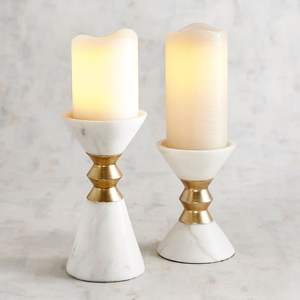 Marble <b>Candle</b> <b>Holder</b> Sleek Glass and Steel <b>Wall</b> Decor Stylish Home Decoration with Stone Material - Product Image 5