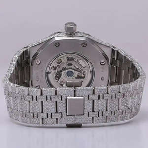 VVS Qualité Moissanite Montre Diamant Testeur Approuvé Tendance Glacé Premium Certifié Diamant Cadran Analogique 20mm Forme Ronde - Product Image 2