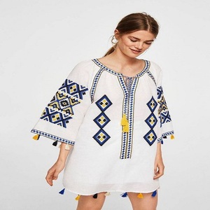 Imprimer Boho à manches longues femmes robe nouvelle robe à manches courtes taille minceur élégante irrégulière robe mi-longue - Product Image 2