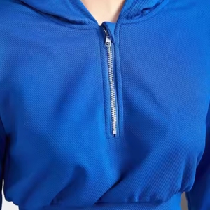 Chándal ODM de alta calidad deportivo hecho a medida para mujer, chándal de entrenamiento de algodón 100% de Color azul a precio razonable - Product Image 5