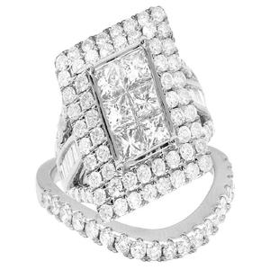 925 anillo de compromiso cuadrado grande de plata Iced Out Moissanite Princesa y diamante de corte redondo Hip Hop joyería anillo de declaración - Product Image 1