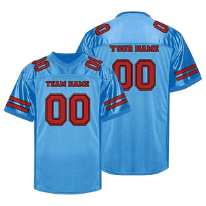 Conjuntos de camisetas de fútbol americano personalizadas de alta calidad para hombres, liso, 100% poliéster, protección UV, nombre del equipo, número, deportes personalizados - Product Image 1