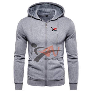 Sweat à capuche avec fermeture éclair et logo d'impression personnalisée de haute qualité pour hommes vente directe d'usine tenue décontractée nouveau style de sweat à capuche avec fermeture éclair pour hommes - Product Image 1