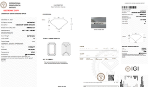 Diamante cultivado en laboratorio con corte esmeralda de 2,27 CT certificado por IGI, corte excelente Color G, excelente claridad SI1, Diamante Suelto perforado con láser - Product Image 2