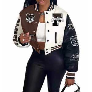 Blousons de baseball tendance pour femmes, avec lettres, manteaux décontractés à manches oversize, collection printemps - Product Image 1