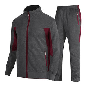 Survêtement athlétique décontracté 2 pièces pour hommes, ensemble de survêtements d'échauffement d'hiver avec motif solide et écologique - Product Image 4