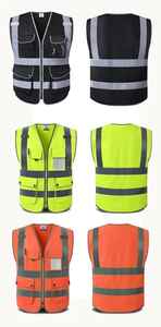 Gilet de sécurité noir haute visibilité avec fermeture éclair, Logo personnalisé, vêtements de travail, gilet de sécurité noir réfléchissant, vente en gros - Product Image 5